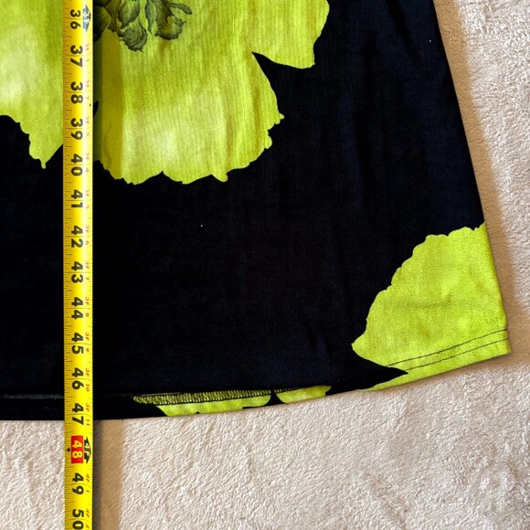 Vintage Jostar Floral Dress – Black & Lime Green Retro Statement Midi - Picture 3 of 6